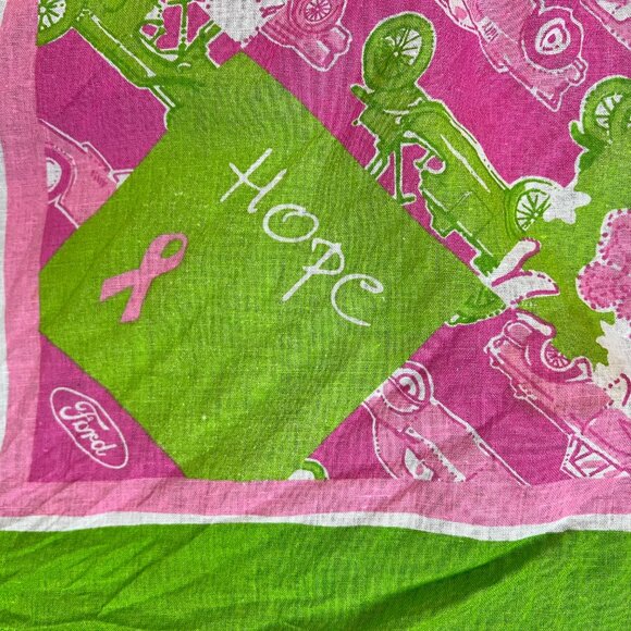 Lilly Pulitzer Breast Cancer Awareness Scarf/ Bandana  - Ford  Bundle 21" - Picture 9 of 12